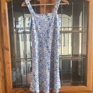 SO Blue and White Floral Midi Dress